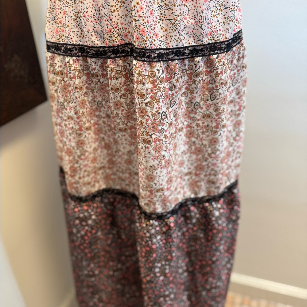 Halston Heritage Pink Tiered Maxi Skirt Casual